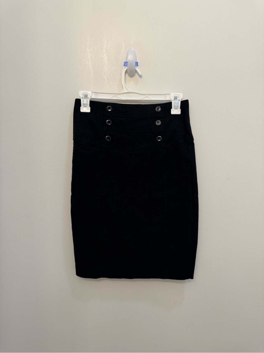 BCX Black High Waisted Pencil Skirt with Decorative Buttons